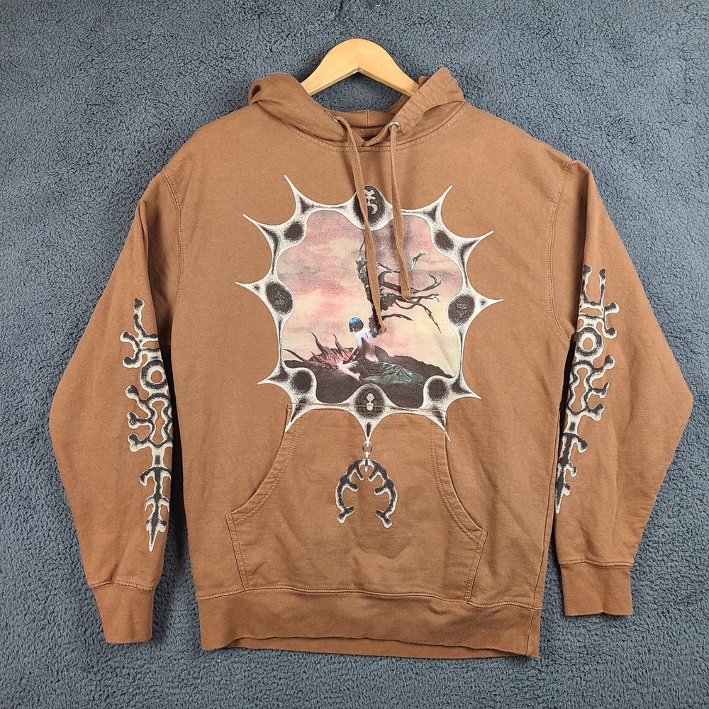 Ashnikko Weedkiller Tour Hoodie Brown Graphic Pullover Mens Large Cotton Fleece